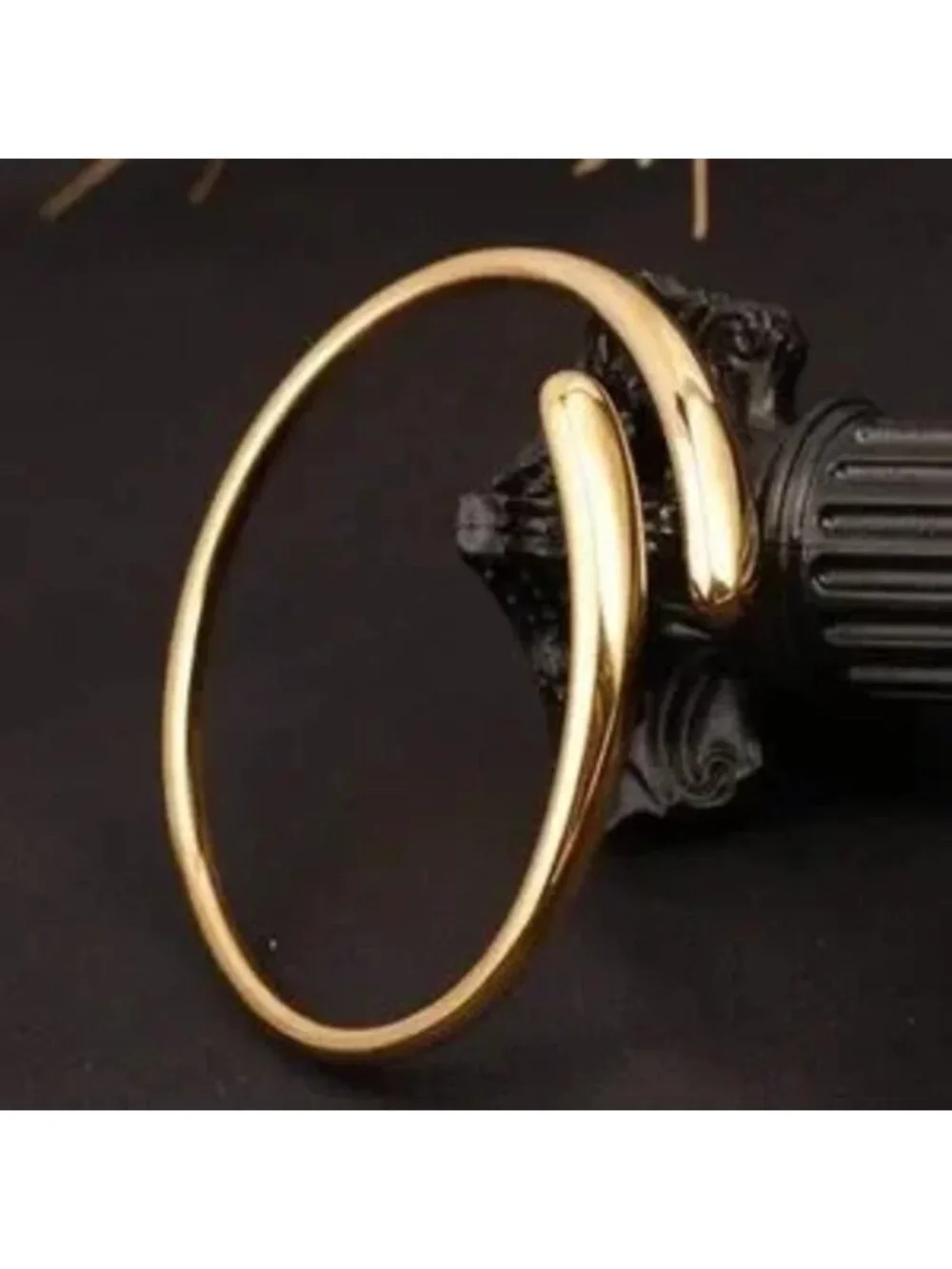 18K Gold Plated Open Cuff Bangle C Modern Minimalist Style